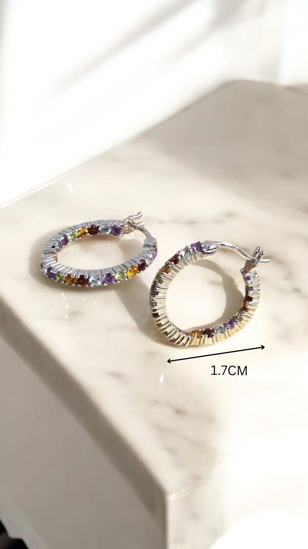 BRAVE – A MIX OF AMETHYST SKY BLUE TOPAZ GARNET CITRINE PERIDOT GEMSTONES EARRING IN 925 STERLING SILVER