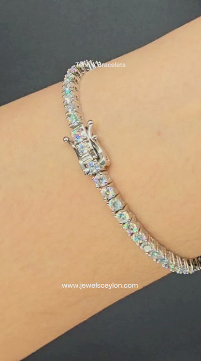 AURA - MOISSANITE GEMSTONE BRACELET IN 925 STERLING SILVER Plated in RHODIUM