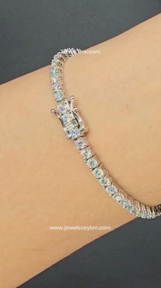 AURA - MOISSANITE GEMSTONE BRACELET IN 925 STERLING SILVER Plated in RHODIUM