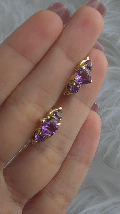 CLARITY – NATURAL AMETHYST CLUSTER EARRINGS IN 925 STERLING SILVER