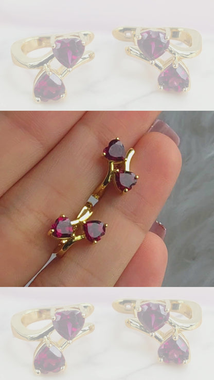 PURE – NATURAL RHODOLITE GARNET GEMSTONE CLUSTER EARRINGS IN 925 STERLING SILVER