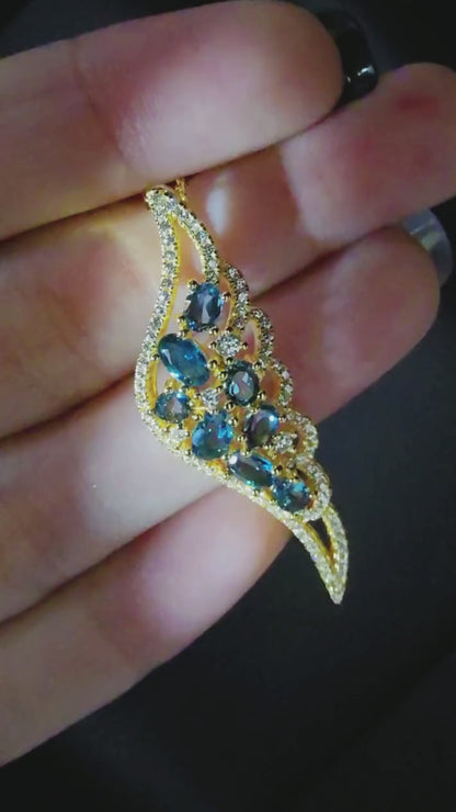 ZARA - NATURAL LONDON BLUE TOPAZ GEMSTONE NECKLACE IN 925 STERLING SILVER
