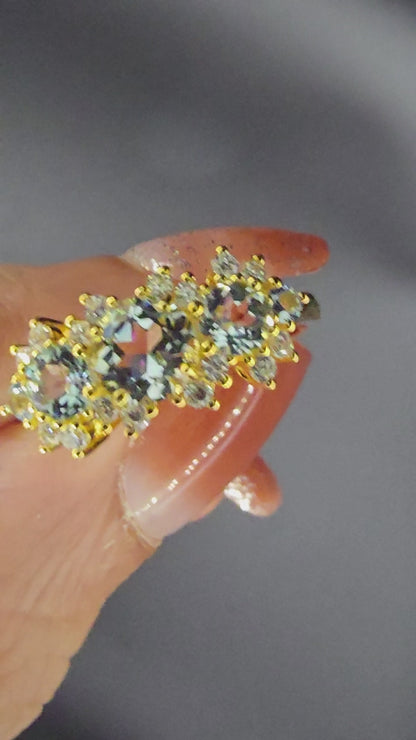 PALAIS – BLUE TOPAZ GEMSTONE RING PLATED IN YELLOW GOLD