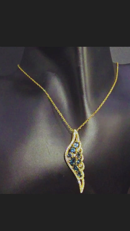 ZARA - NATURAL LONDON BLUE TOPAZ GEMSTONE NECKLACE IN 925 STERLING SILVER