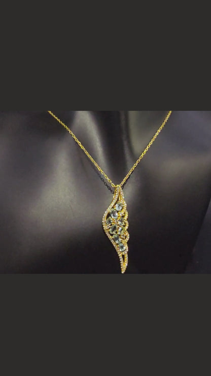 ZARA - NATURAL BLUE TOPAZ GEMSTONE NECKLACE IN 925 STERLING SILVER