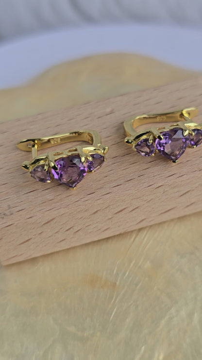 CLARITY – NATURAL AMETHYST CLUSTER EARRINGS IN 925 STERLING SILVER