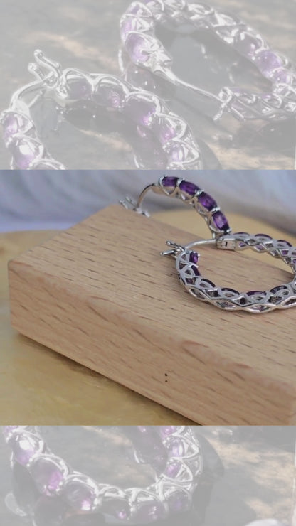 LONDONER (NATURAL AMETHYST) GEMSTONE EARRING IN 925 STERLING SILVER