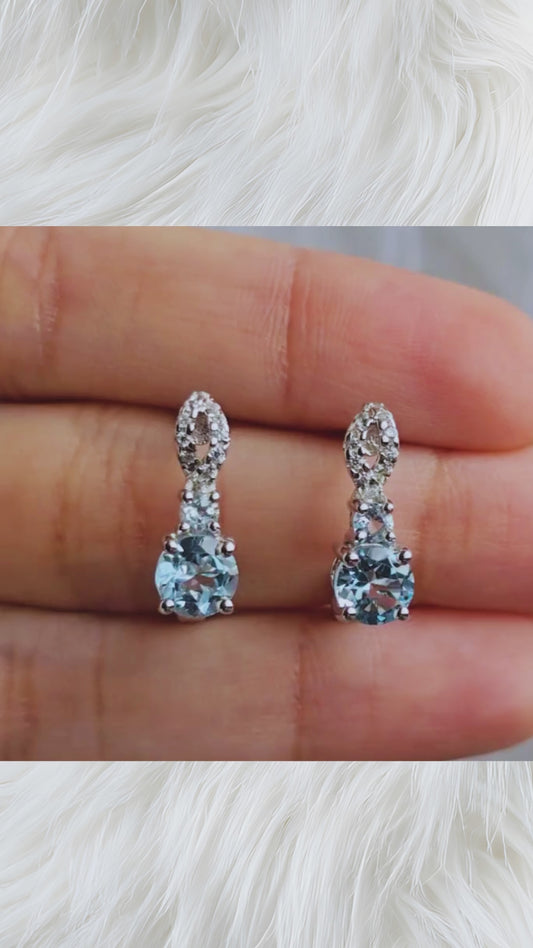 Goal - Natural Blue Topaz Earrings 925 Sterling Silver Plated in Rhodium