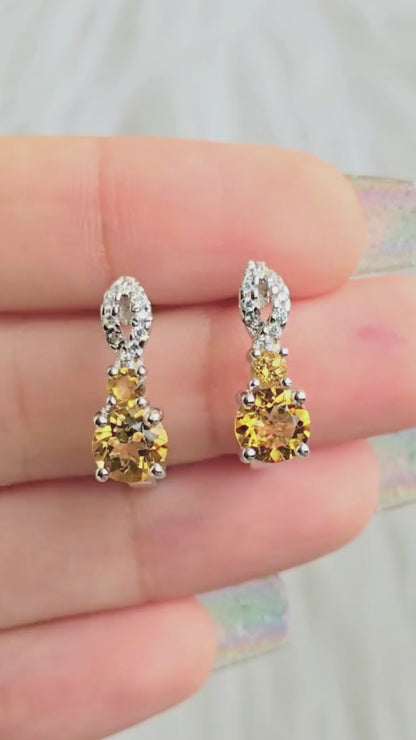 GOAL – CITRINE GEMSTONE EARRINGS IN 925 STERLING SILVER