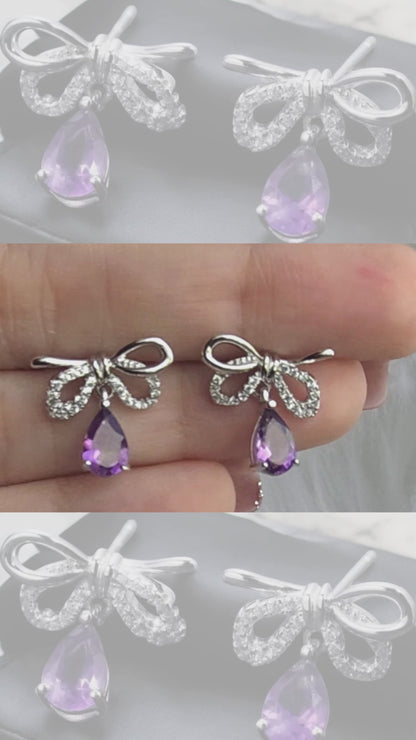 FOREVER - NATURAL AMETHYST GEMSTONE EARRING IN 925 STERLING SILVER