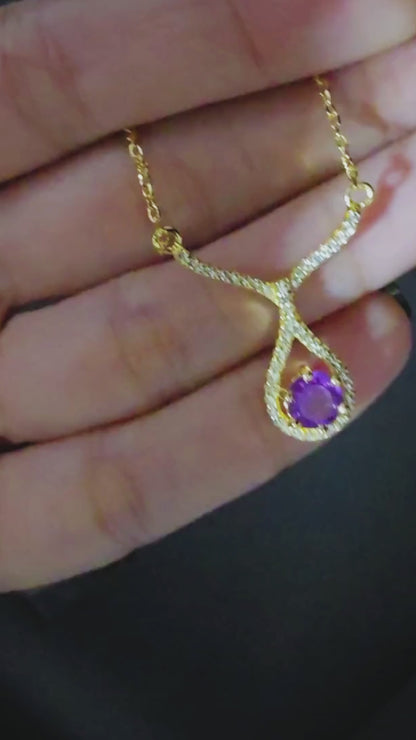 CHLOE - NATURAL LARGE AMETHYST GEMSTONE NECKLACE