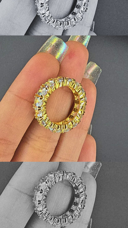 ETERNAL - Natural Sky Blue Topaz Gemstone Eternity Ring 925 Sterling Silver Plated in Yellow Gold