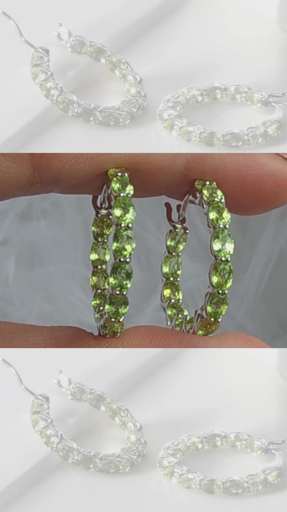 LONDONER - NATURAL PERIDOT GEMSTONE HOOP EARRING IN 925 STERLING SILVER