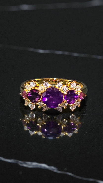 PALAIS - AMETHYST GEMSTONE RING PLATED IN YELLOW GOLD