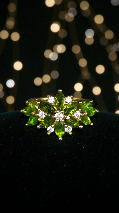 ENCHANT - NATURAL CHROME DIOPSIDE GEMSTONE RING PLATED IN YELLOW GOLD