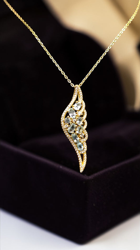 ZARA - NATURAL BLUE TOPAZ GEMSTONE NECKLACE IN 925 STERLING SILVER