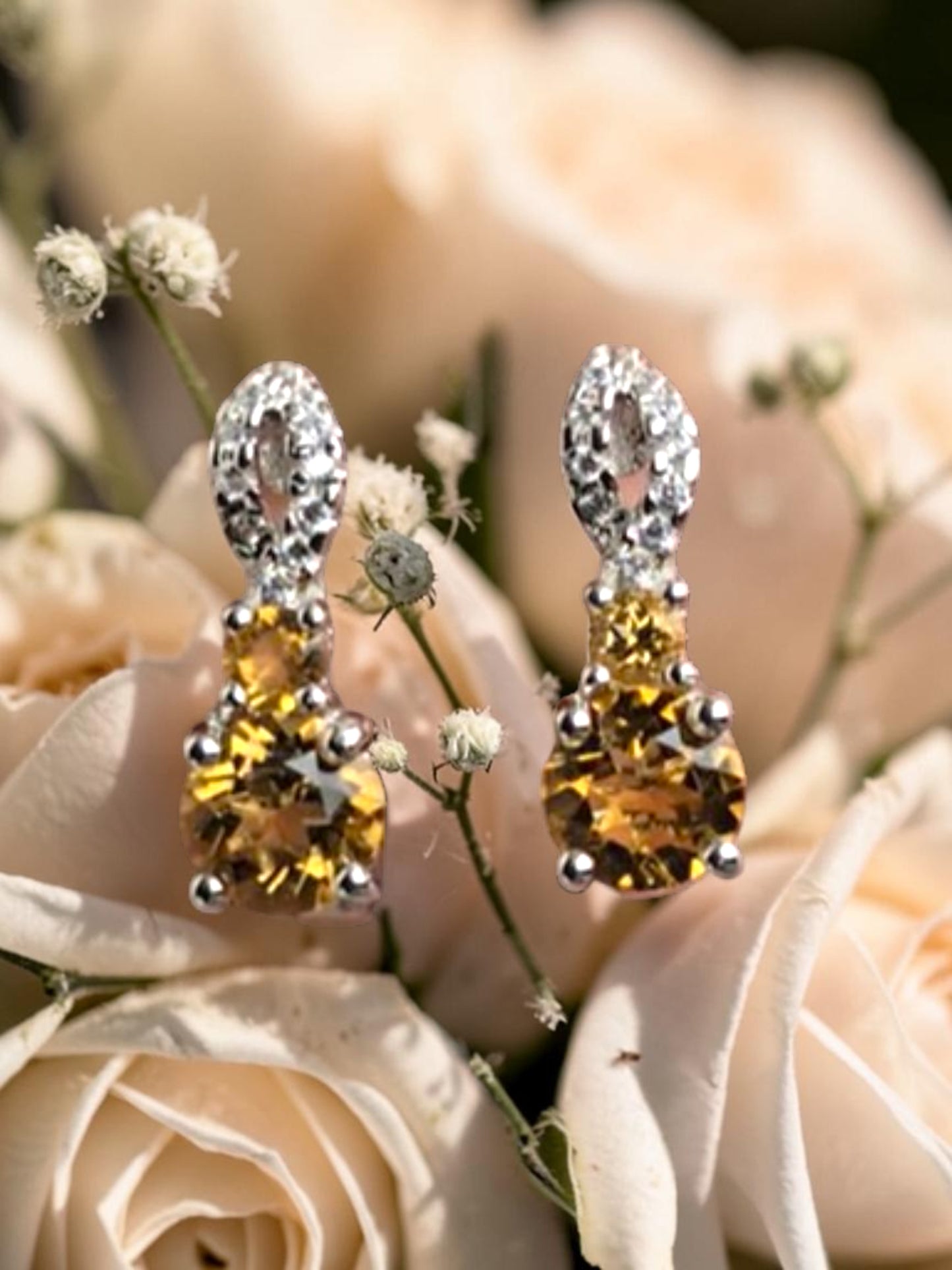 GOAL – CITRINE GEMSTONE EARRINGS IN 925 STERLING SILVER