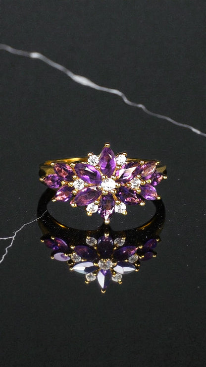 ENCHANT - NATURAL AMETHYST GEMSTONE RING PLATED IN YELLOW GOLD